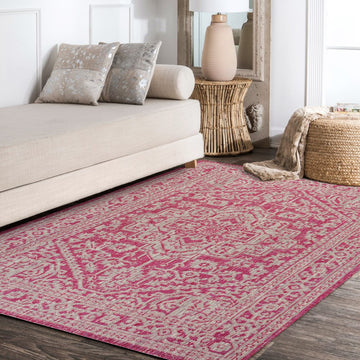 Sinjuri Medallion Textured Weave Indoor/outdoor Area Rug
